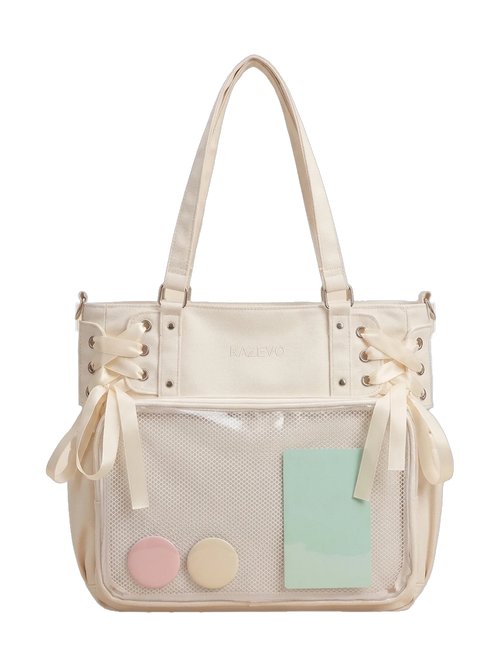 Coquette Ribbon Ita Bag in Cream