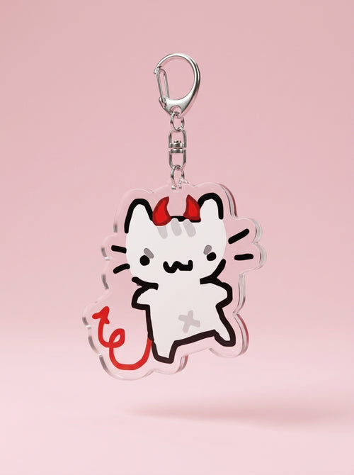 Devil meme cat acrylic keychain