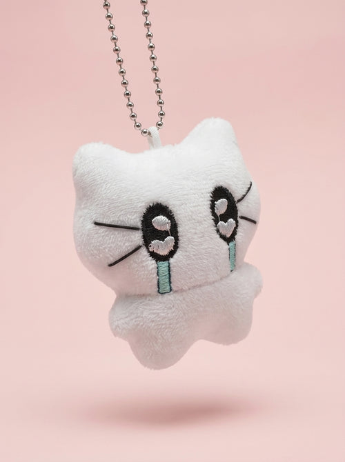 Crying plush cat keychain