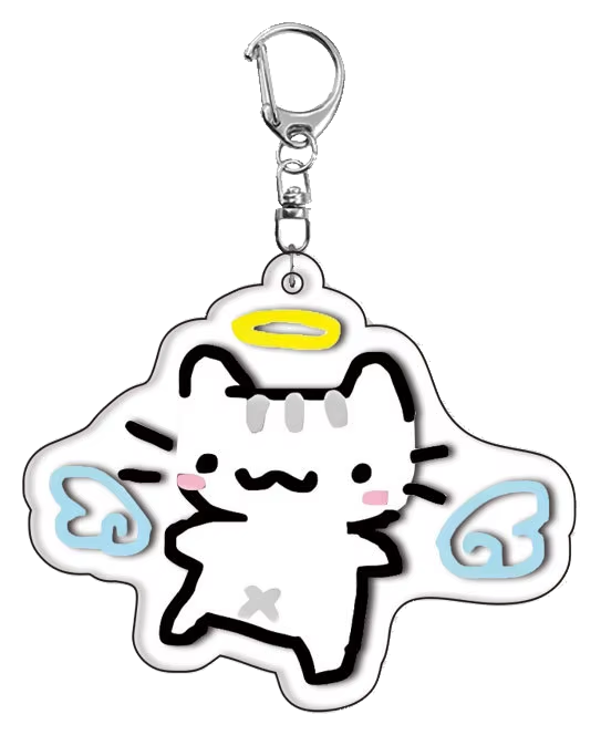 Meme Cat Acrylic Keychain – Angel