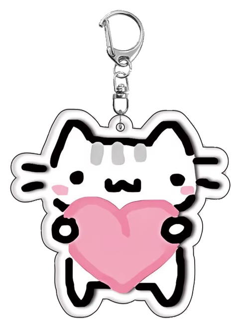 Meme Cat Acrylic Keychain – Heart