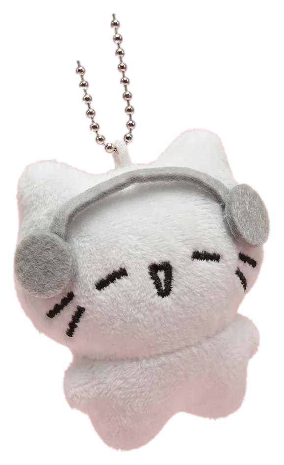 Plush Cat Keychain – Headphones